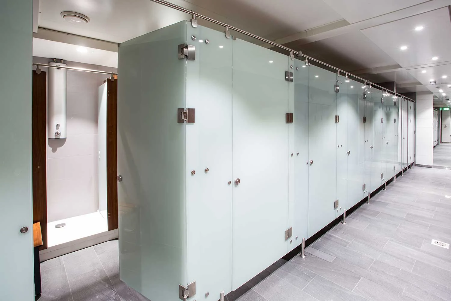 Glazed shower cubicles and finished changing facilities at The Arches